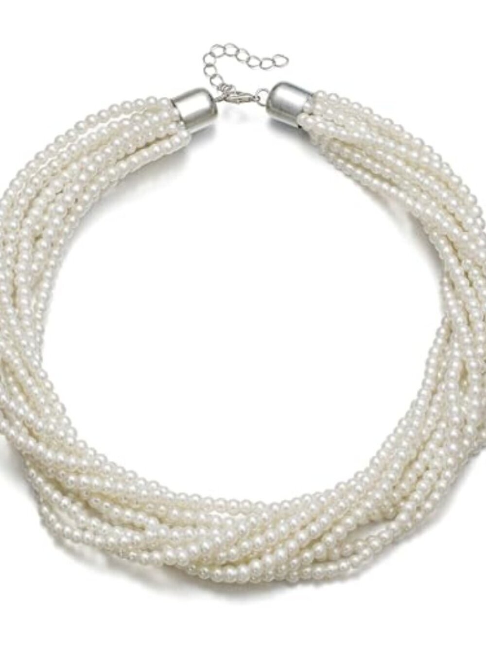🆕 Layered Pearl Necklace for Women, Multi Strand Cream Simulated Pearl Bib